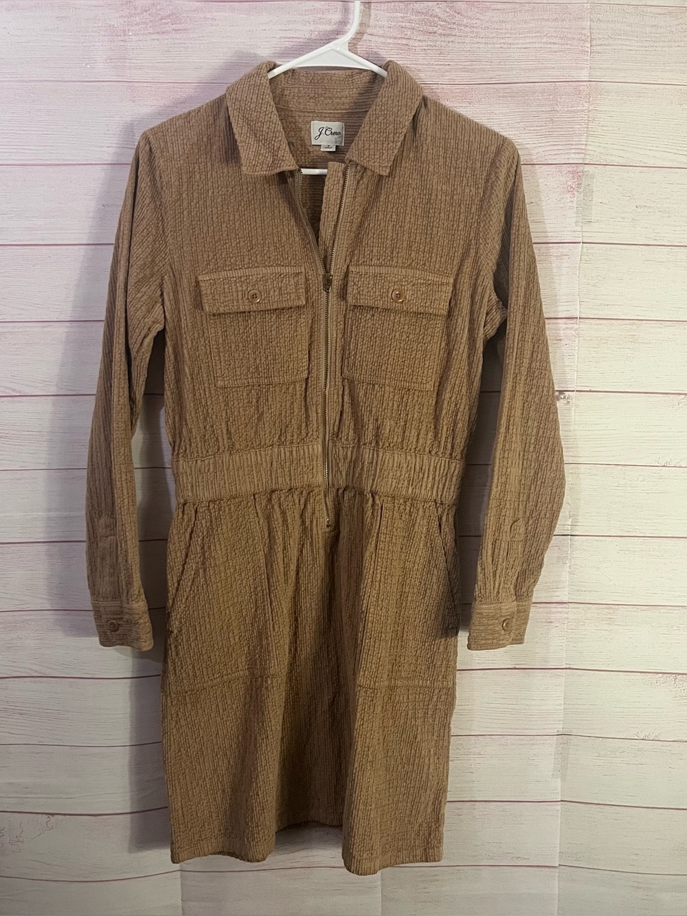 J.Crew Zipper Front Cinched Dress in Corduroy Size 2